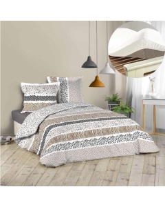 Pack housse de couette 220x240 cm Zibra + drap housse 140x190 Blanc