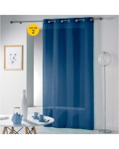 Lot de 2 voilages uni 140 x 240 cm étamine Telma Bleu marine