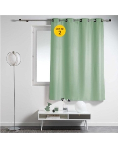 Lot de 2 rideaux petite hauteur 140 x 180 cm Polyester Essentiel Sauge