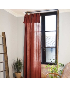 Lot de 2  Rideaux ajustables + 8 anneaux pince gaze de coton luxe 140 x 300 cm Gaia Terracotta