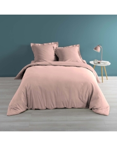 Housse de couette 2 personnes 260 x 240 cm percale uni 78 fils percaline Rose