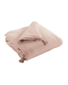 Bout de lit gaze de coton 90 x 220 cm guimauve Rose