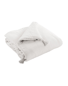 Bout de lit gaze de coton 90 x 220 cm Chantilly Blanc