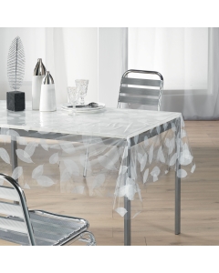 Nappe cristal rectangle 140 x 240 cm pvc imprime 14/100e feuille Blanc