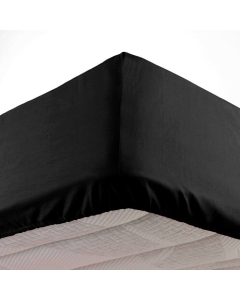 Drap housse 2 personnes 140 x 190 cm microfibre unie oscar Noir