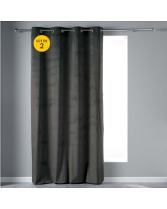 Lot de 2 Rideaux tamisant 140 x 240 cm velours doux Velvetine Anthracite