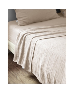 Drap plat 270 x 300 cm Double gaze de coton luxe Gaïa Pampa naturel