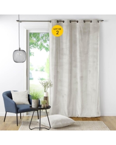 Lot de 2 Rideau à oeillets 140 x 260 cm velours côtelé Casual Naturel