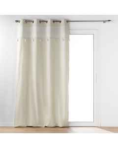 Rideau a oeillets 140 x 240 cm polycoton uni+ pompons Isalina Blanc