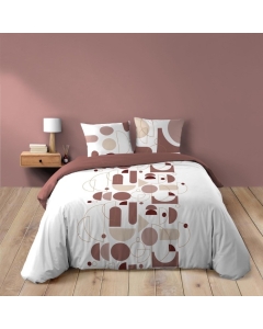 Housse de couette 240 x 220 cm coton 42 fils + 2 taies Chilipop rose