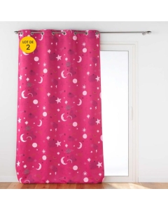 Lot de 2 Rideaux occultant 140 x 260 cm Moonlight Fuchsia