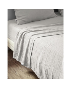 Drap plat 270 x 300 cm Double gaze de coton luxe Gaïa Gris clair