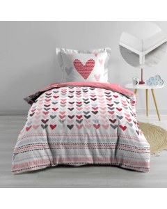 Pack parure de couette enfant 140x200 cm Lolove + drap housse 90 x 190 x 30 Blanc