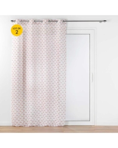 Lot de 2 Voilages art déco a oeillets 140 x 240 cm metallisé Lorea Rose