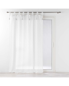 Voilage à passants + pompons 140 x 240 cm polyester effet lin Dalila Blanc