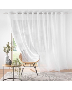 voilage largeur baie vitrée 400 x 240 cm voile sablé Lissea Blanc