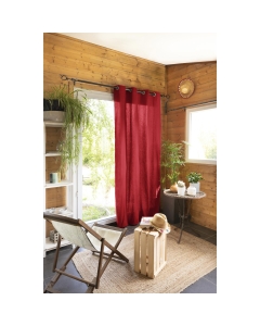 Rideau 100% coton prélavé 140 x 260 cm Kala Rouge cerise