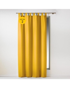 Lot de 2 rideaux 140 x 260 cm unis à passants Essentiel Jaune