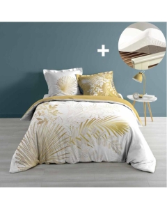 Pack housse de couette 220x240 cm Strassy + drap housse 140x190 Blanc