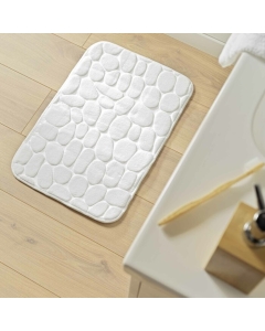 Tapis de bain 50 x 80 cm microfibre unie relief ricochet Blanc