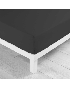 Drap housse 2 personnes 140 x 200 cm uni 57 fils lina Noir