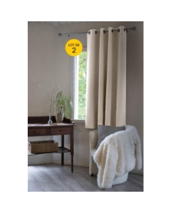 Lot de 2 Rideaux luxe occultant + isolant phonique polaire L140 x H180 cm Inuit Ecru naturel