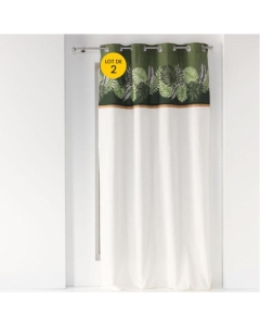 Lot de 2 rideaux tamisant 140 x 240 cm 100% coton + jute Guinée