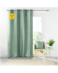 Lot de 2 rideaux effet soie 140 x 240 cm Shana Sauge