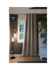 Lot de 2 Rideaux luxe occultant + isolant phonique polaire L180 x H260 cm Laponie Beige