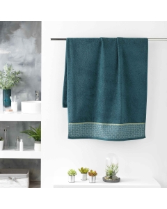 Drap de douche 70 x 130 cm éponge unie jacquard Belina Bleu