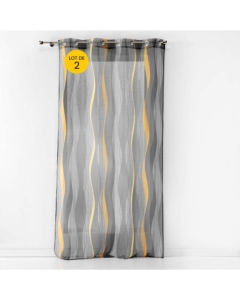 Lot de 2 Voilages a oeillets 140 x 240 cm Ondulys Jaune/Anthracite