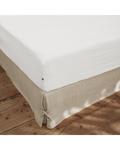 Drap housse 140 x 190 cm en lin lavé Soline Blanc