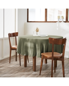 Nappe ronde (0) 180 cm gaze de coton unie Gaïa Romarin