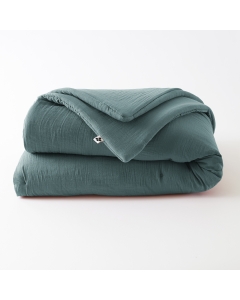 Édredon 180 x 240 cm - Double Gaze de Coton 125 gr/m² - Uni Gaïa Bleu Canard