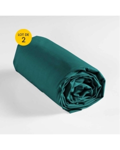 Lot de 2 draps housse king size 180 x 200 cm coton 57 fils Emeraude