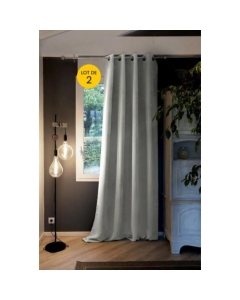 Lot de 2 Rideaux grande hauteur occultant + isolant phonique polaire L140 x H280 cm Inuit Anthracite