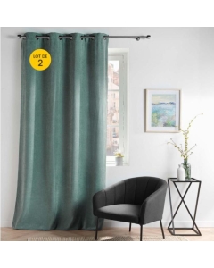 Lot de 2 Rideau tamisant 135 x 260 cm velours uni Novana Sauge