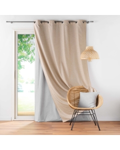Lot de 4 Rideaux à Oeillets avec Doublure Amovible (140 x 260 cm) Coverline Beige, Thermiques & 100% Occultant