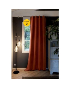 Lot de 2 Rideaux grande hauteur occultant + isolant phonique polaire L140 x H280 cm Inuit Orange