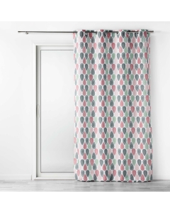 Rideau tamisant a oeillets L140 x H260 cm polyester Palpito Rose/Vert