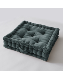 Coussin de sol 50 x 50 x 10 cm velours de coton César Gris ardoise