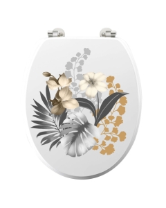 Abattant wc charnieres metal 37.5 x 46 cm mdf imprime kelly Blanc