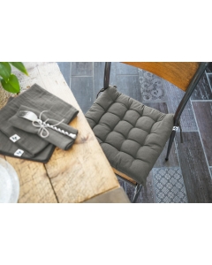 Assise matelassée 38 x 38 cm coton uni kala granit Anthracite