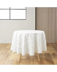 Nappe ronde (0) 180 cm polyester imprime metallise leya Sans