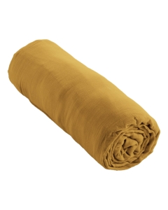 Drap Housse Double Gaze de Coton Safran – 140 x 190 cm – Bonnet 30 cm