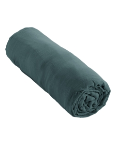 Drap Housse Double Gaze de Coton Bleu canard – 140 x 190 cm – Bonnet 30 cm