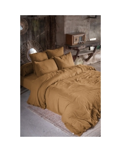 Housse de couette double gaze de coton luxe  240 x 220 cm Gaia Camel
