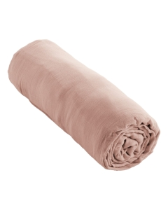 Drap Housse Double Gaze de Coton Rose – 180 x 200 cm – Bonnet 30 cm