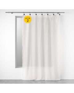 Lot de 2 Voilages à anneaux 140 x 240 cm voile tissé Linka Blanc