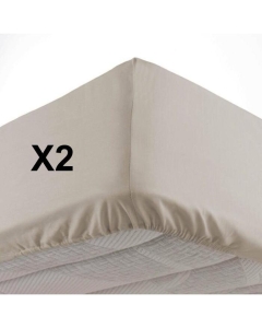 Lot de 2 Draps housse bonnet 30 cm 2 personnes 140 x 190 cm microfibre Oscar Naturel